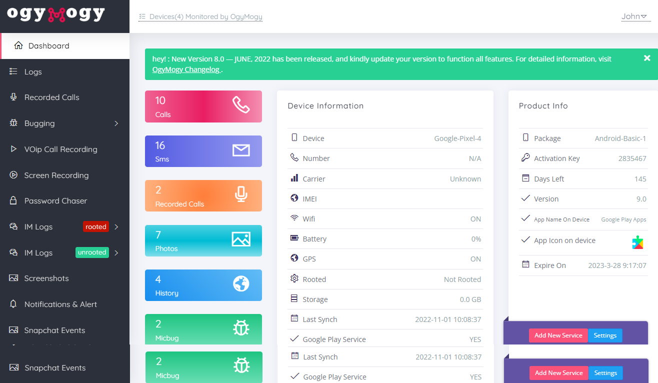 dashboard dal vivo